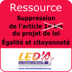 Ressource - suppression 14bis Egalité et citoyenneté
