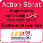 Action Sénat en vue de la suppression de l'article 14 is du projet de loi Egalité et Citoyenneté 2016